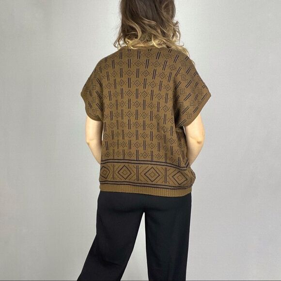 Vintage boxy knit top. Brown black - Picture 9 of 12